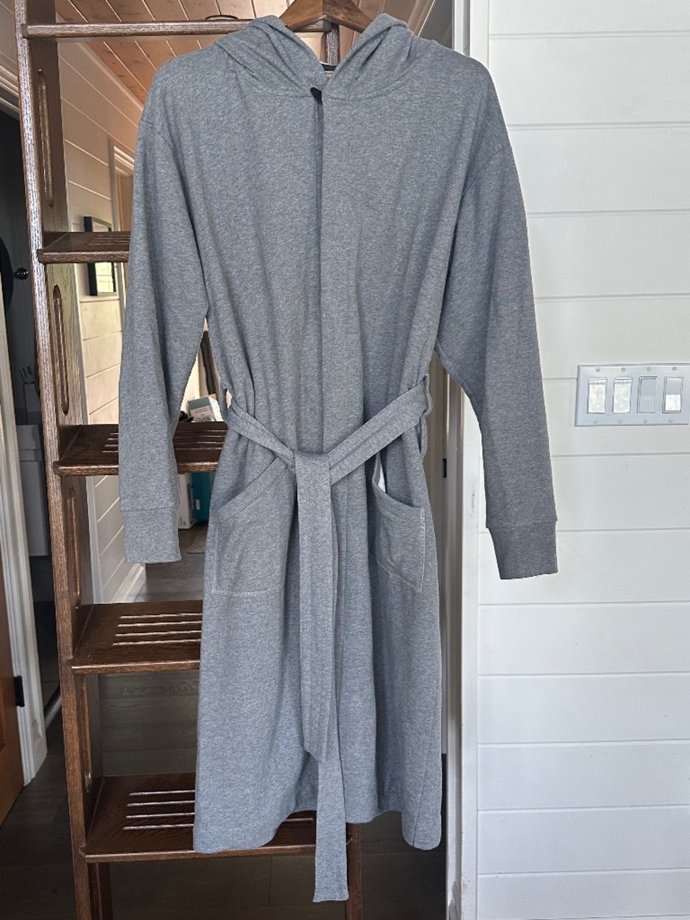 UNISEX - WINGS + HORN - Organic Cotton Grey Hooded Robe - OS